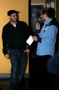 385_s561 Event organizer & filmmaker John Salvatore with MC Michael Schwartz